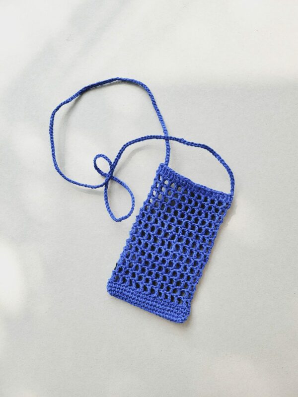 Raffia bag crossbody, cell phone bag, Sunglass case-Blue